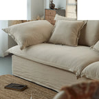 Relaxed Linen Slipcover Sofa With Deep Seat and French Wabi-Sabi Silhouette