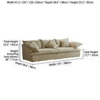 Relaxed Linen Slipcover Sofa With Deep Seat and French Wabi-Sabi Silhouette Dimensions