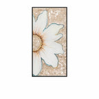 Relief Floral Mother of Pearl Wall Art with Pearled Texture and Black Frame