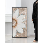 Relief Floral Mother of Pearl Wall Art with Pearled Texture and Black Frame Main Product Image