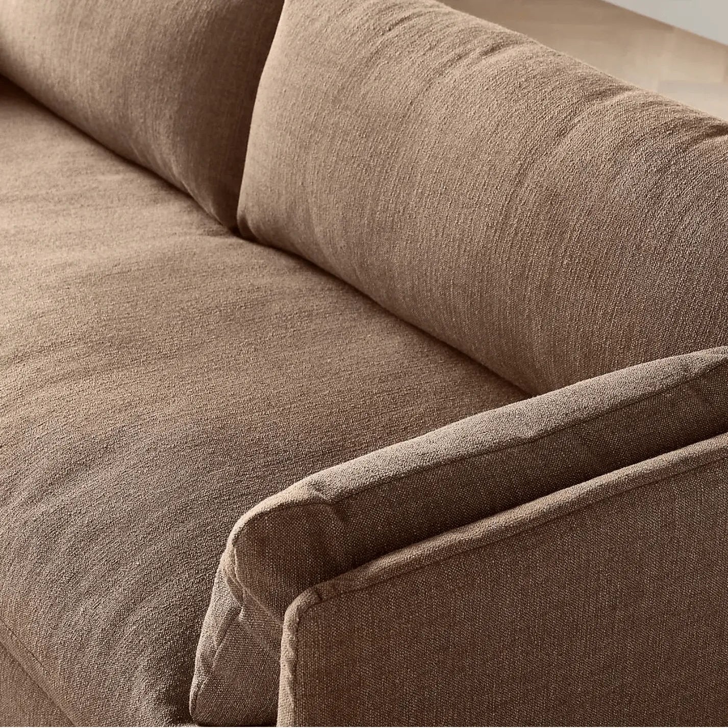 Resort-Inspired Slipcover Sofa with Tailored Skirt and Textured Linen Look