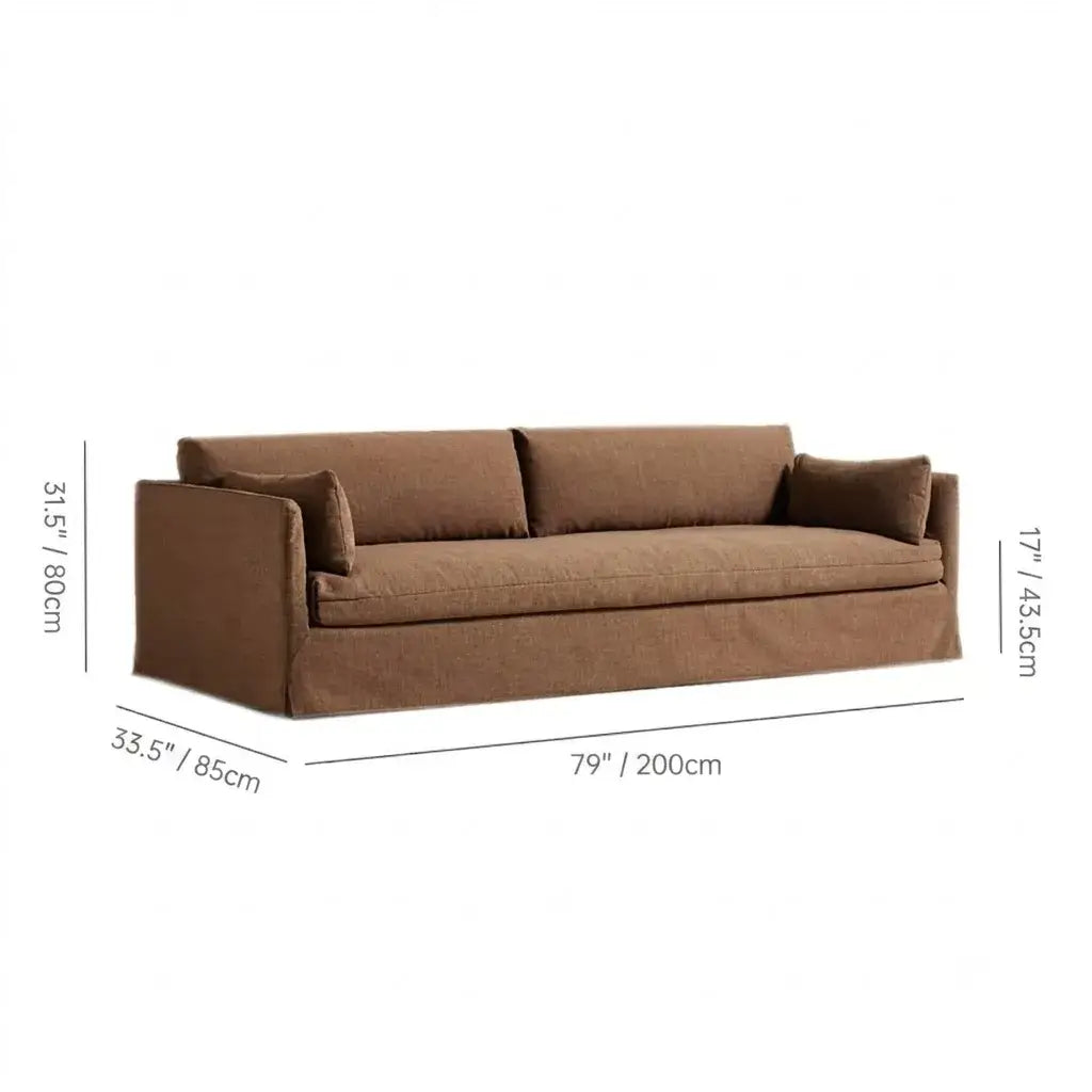 Resort-Inspired Slipcover Sofa with Tailored Skirt and Textured Linen Look Dimensions