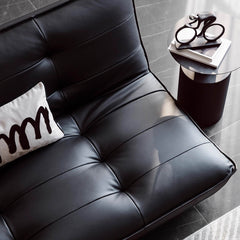 Stylish armless design retro black microfiber leather sofa bed