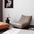 Black retro microfiber leather sofa bed with reclining and armless design for versatile comfort