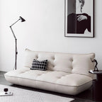 Black retro microfiber leather sofa bed with reclining and armless design for versatile comfort