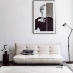 Black retro microfiber leather sofa bed with reclining and armless design for versatile comfort