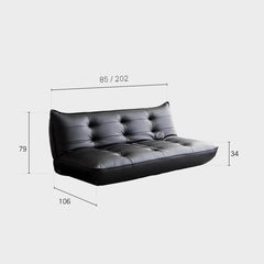 Versatile and armless retro black microfiber leather sofa bed