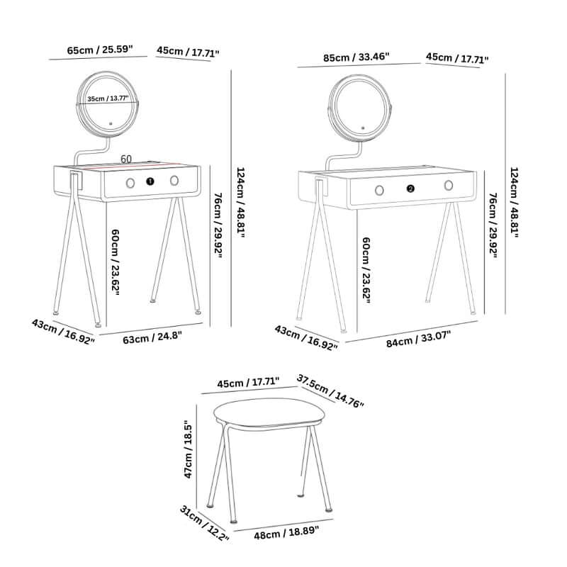 Retro Cherry Wood Vanity With Illuminated Mirror