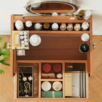 Retro Cherry Wood Vanity With Illuminated Mirror