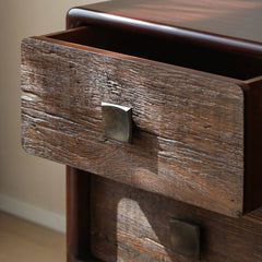 Retro Dark Brown Wooden Buffet Table with 8 Drawers