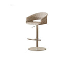 Retro Jacquard Adjustable Swivel Bar Stool With Wrapped Arms
