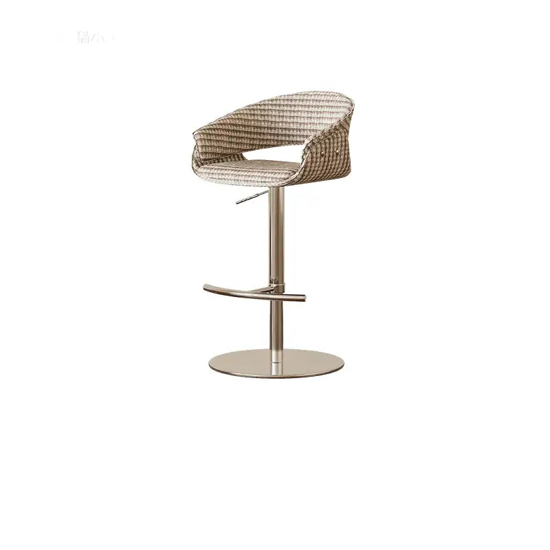 Retro Jacquard Adjustable Swivel Bar Stool With Wrapped Arms