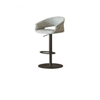 Retro Jacquard Adjustable Swivel Bar Stool With Wrapped Arms