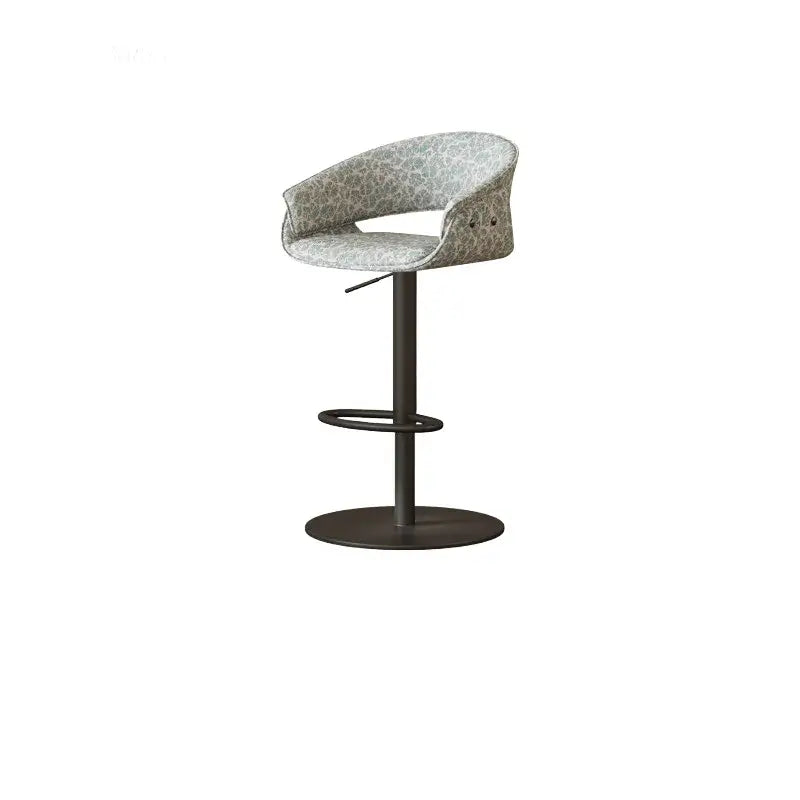 Retro Jacquard Adjustable Swivel Bar Stool With Wrapped Arms Main image