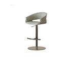 Retro Jacquard Adjustable Swivel Bar Stool With Wrapped Arms