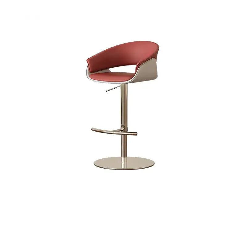 Retro Jacquard Adjustable Swivel Bar Stool With Wrapped Arms