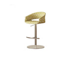 Retro Jacquard Adjustable Swivel Bar Stool With Wrapped Arms