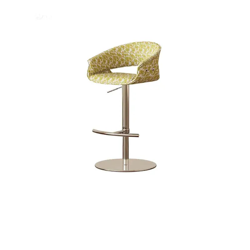 Retro Jacquard Adjustable Swivel Bar Stool With Wrapped Arms