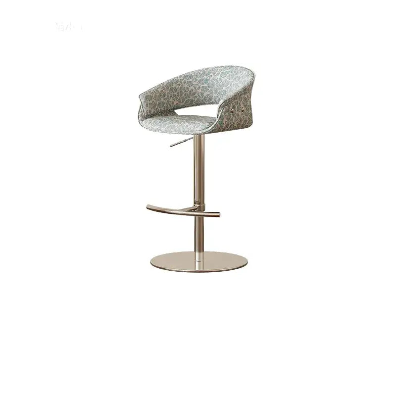 Retro Jacquard Adjustable Swivel Bar Stool With Wrapped Arms Main image
