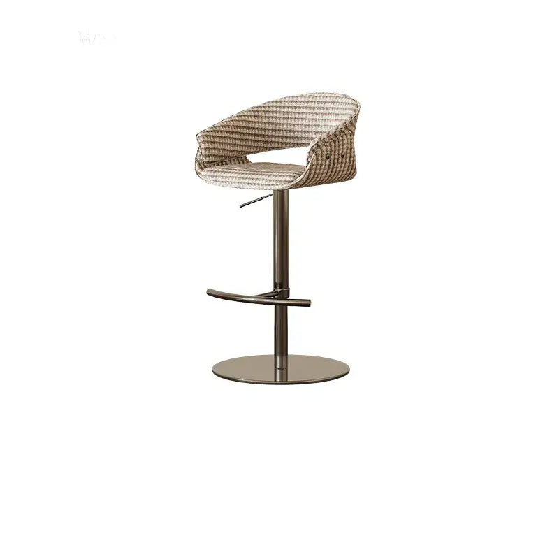 Retro Jacquard Adjustable Swivel Bar Stool With Wrapped Arms