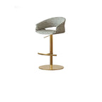 Retro Jacquard Adjustable Swivel Bar Stool With Wrapped Arms