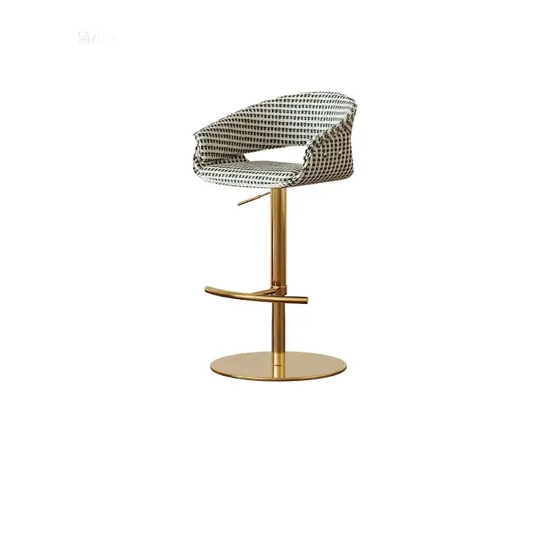 Retro Jacquard Adjustable Swivel Bar Stool With Wrapped Arms