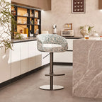 Retro Jacquard Adjustable Swivel Bar Stool With Wrapped Arms