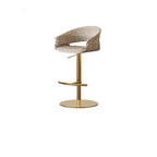 Retro Jacquard Adjustable Swivel Bar Stool With Wrapped Arms