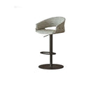 Retro Jacquard Adjustable Swivel Bar Stool With Wrapped Arms