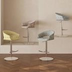 Retro Jacquard Adjustable Swivel Bar Stool With Wrapped Arms