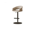 Retro Jacquard Adjustable Swivel Bar Stool With Wrapped Arms