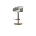 Retro Jacquard Adjustable Swivel Bar Stool With Wrapped Arms