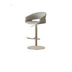 Retro Jacquard Adjustable Swivel Bar Stool With Wrapped Arms