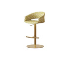 Retro Jacquard Adjustable Swivel Bar Stool With Wrapped Arms