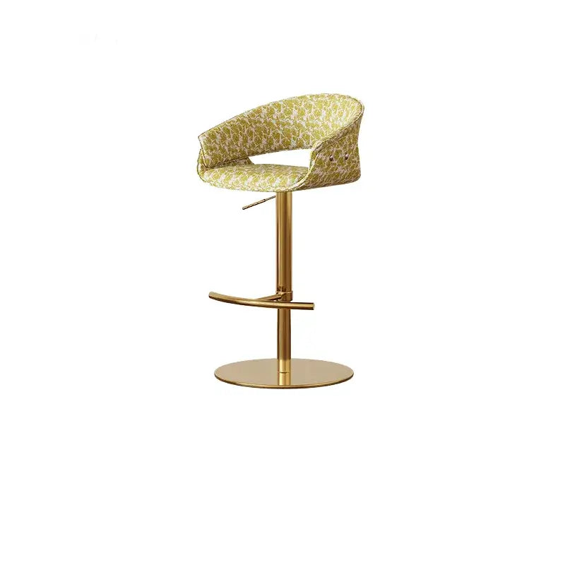 Retro Jacquard Adjustable Swivel Bar Stool With Wrapped Arms