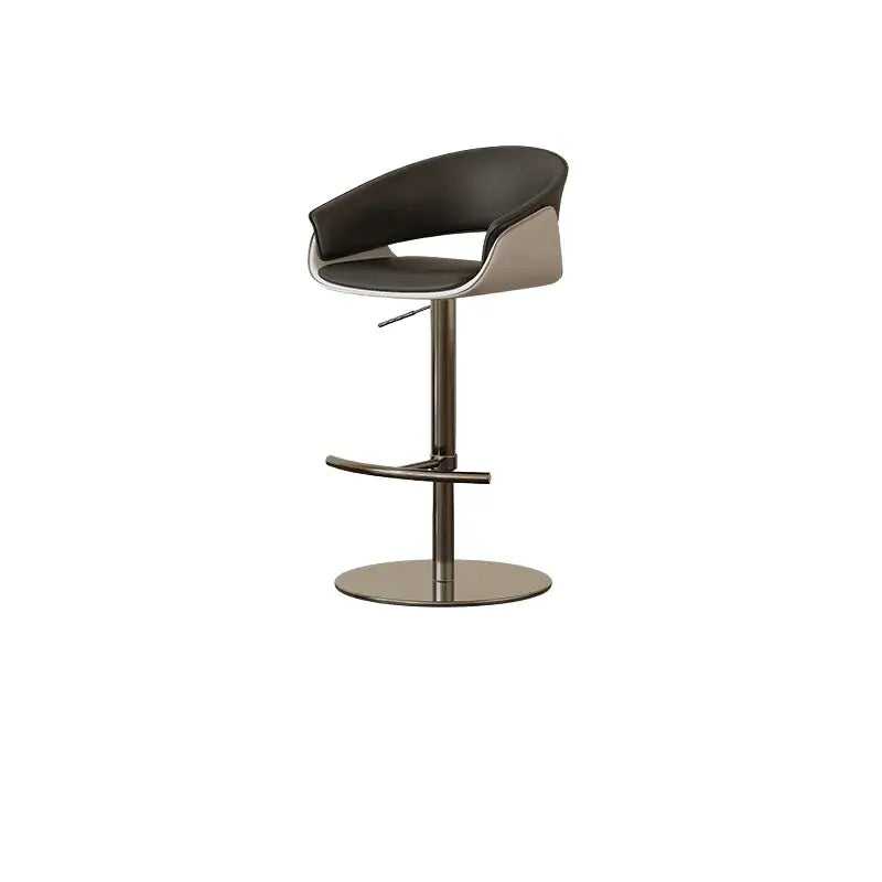 Retro Jacquard Adjustable Swivel Bar Stool With Wrapped Arms