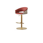 Retro Jacquard Adjustable Swivel Bar Stool With Wrapped Arms