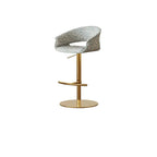 Retro Jacquard Adjustable Swivel Bar Stool With Wrapped Arms