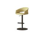 Retro Jacquard Adjustable Swivel Bar Stool With Wrapped Arms