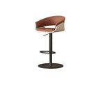 Retro Jacquard Adjustable Swivel Bar Stool With Wrapped Arms