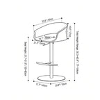 Retro Jacquard Adjustable Swivel Bar Stool With Wrapped Arms Dimensions