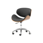 Retro Leather Office Chair Series with Wood Trim, Swivel Lift Base
