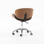 Retro Leather Office Chair Series with Wood Trim, Swivel Lift Base