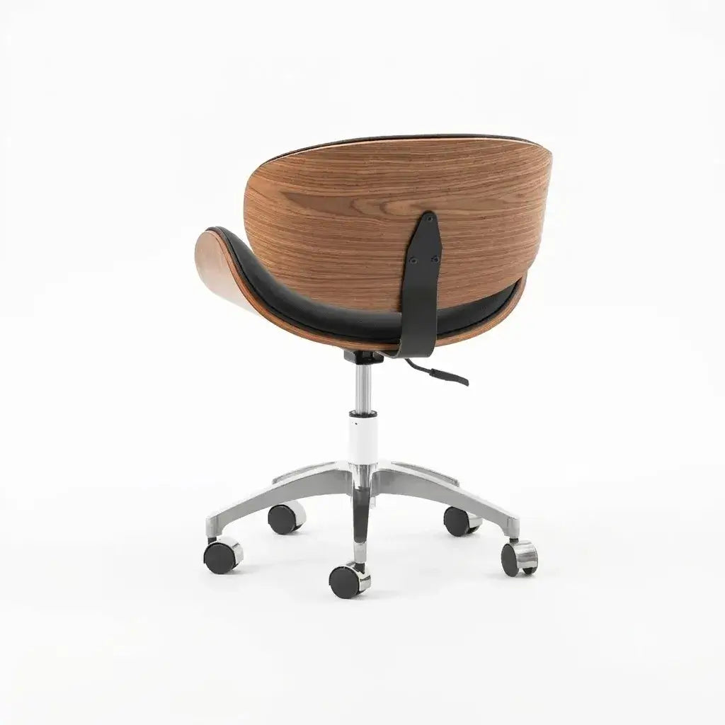 Retro Leather Office Chair Series with Wood Trim, Swivel Lift Base