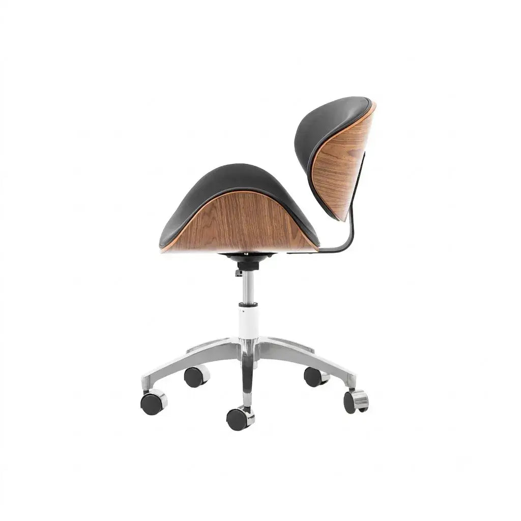 Retro Leather Office Chair Series with Wood Trim, Swivel Lift Base