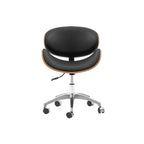 Retro Leather Office Chair Series with Wood Trim, Swivel Lift Base