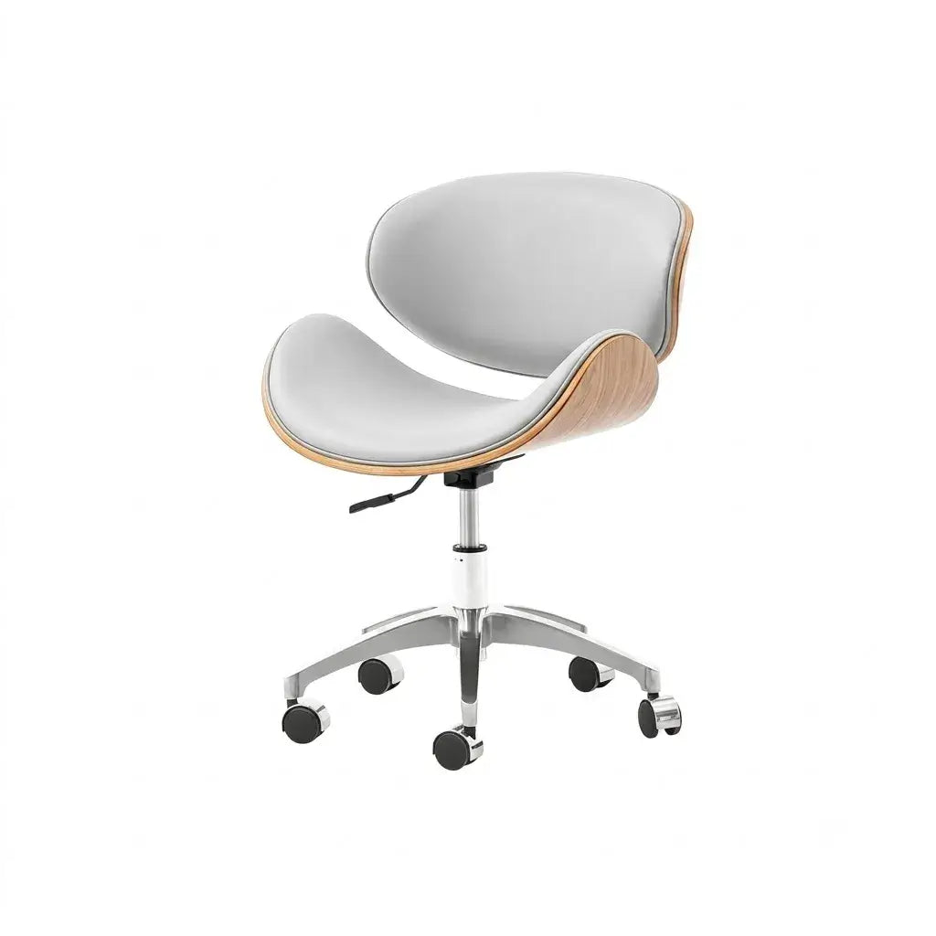 Retro Leather Office Chair Series with Wood Trim, Swivel Lift Base