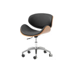 Retro Leather Office Chair Series with Wood Trim, Swivel Lift Base Main Product Image