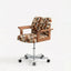 Retro Plaid Office Chair Series with Curved Wood Frame and Swivel Lift Base