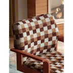 Retro Plaid Office Chair Series with Wood Arms, Swivel Base and Plush Comfort